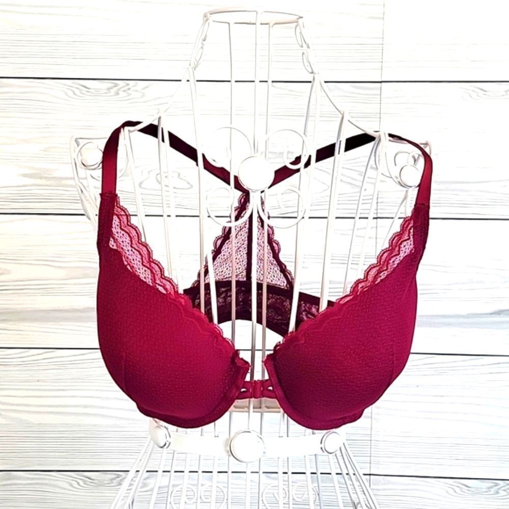 Auden racerback underwire bra with front closure - burgundy red Size 36D